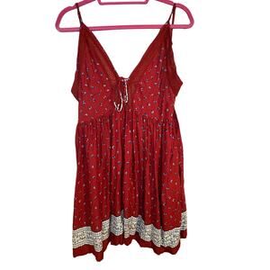 Nightwalker Red Boho Babydoll Style Mini Dress Size M